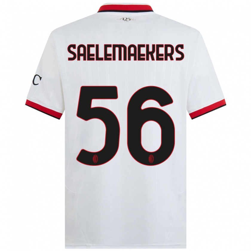 Kandiny Kinder Alexis Saelemaekers #56 Weiß Schwarz Rot Auswärtstrikot Trikot 2024/25 T-Shirt