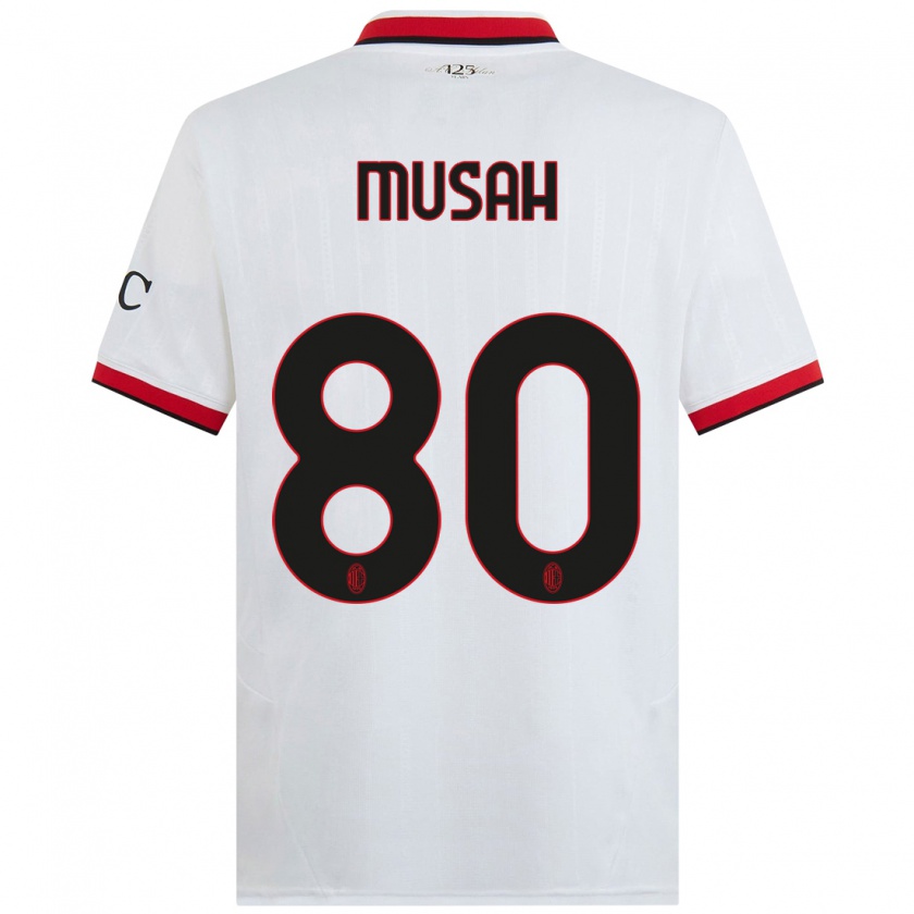 Kandiny Kinder Yunus Musah #80 Weiß Schwarz Rot Auswärtstrikot Trikot 2024/25 T-Shirt