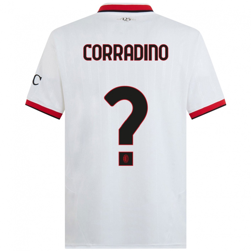 Kandiny Kinder Riccardo Corradino #0 Weiß Schwarz Rot Auswärtstrikot Trikot 2024/25 T-Shirt