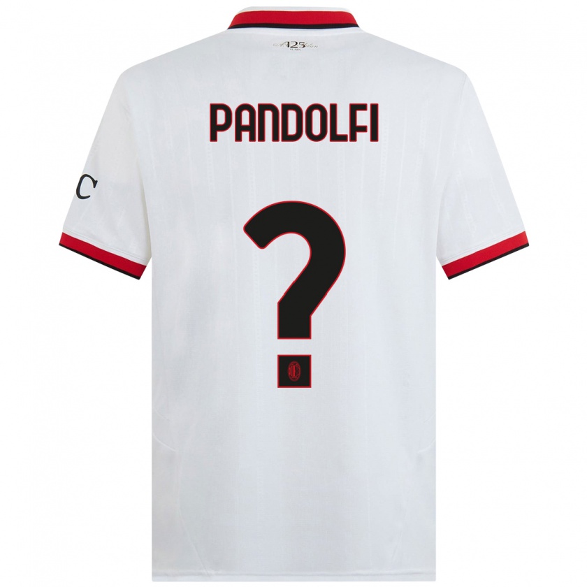 Kandiny Kinder Fabio Pandolfi #0 Weiß Schwarz Rot Auswärtstrikot Trikot 2024/25 T-Shirt