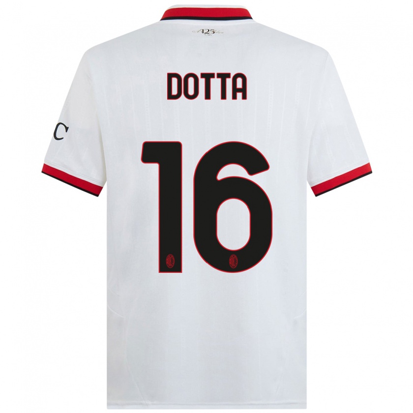 Kandiny Kinder Cristiano Dotta #16 Weiß Schwarz Rot Auswärtstrikot Trikot 2024/25 T-Shirt