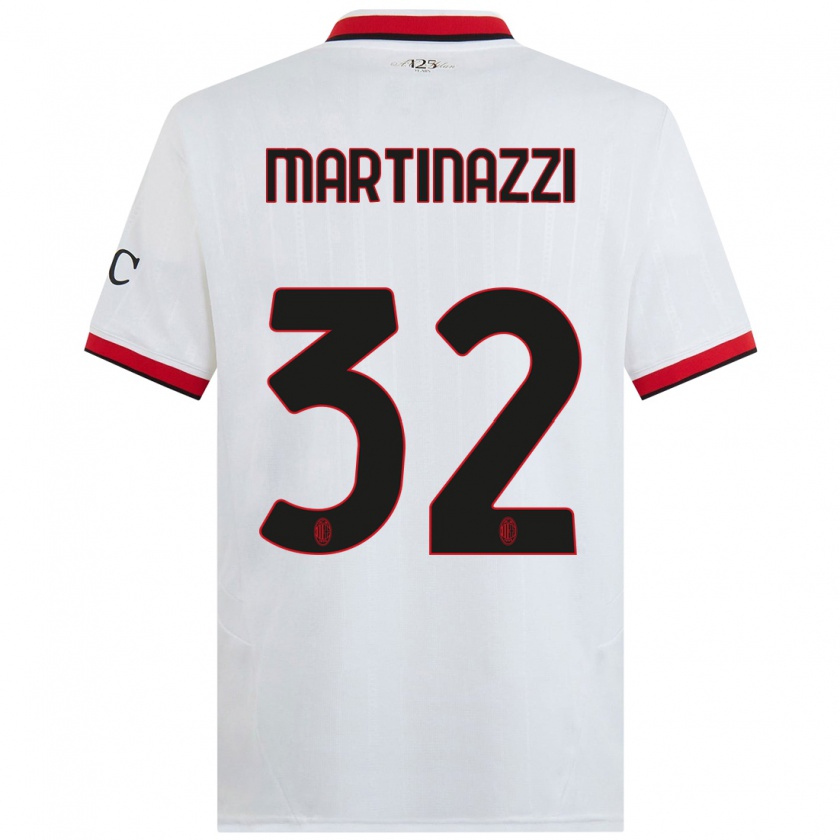 Kandiny Kinder Luca Martinazzi #32 Weiß Schwarz Rot Auswärtstrikot Trikot 2024/25 T-Shirt