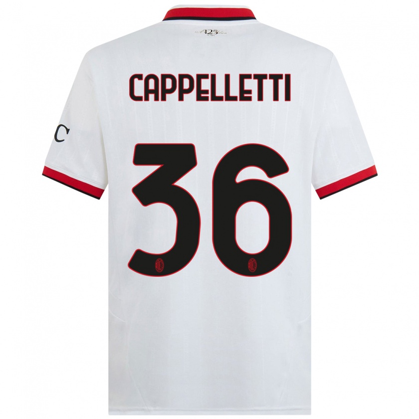 Kandiny Kinder Mattia Cappelletti #36 Weiß Schwarz Rot Auswärtstrikot Trikot 2024/25 T-Shirt