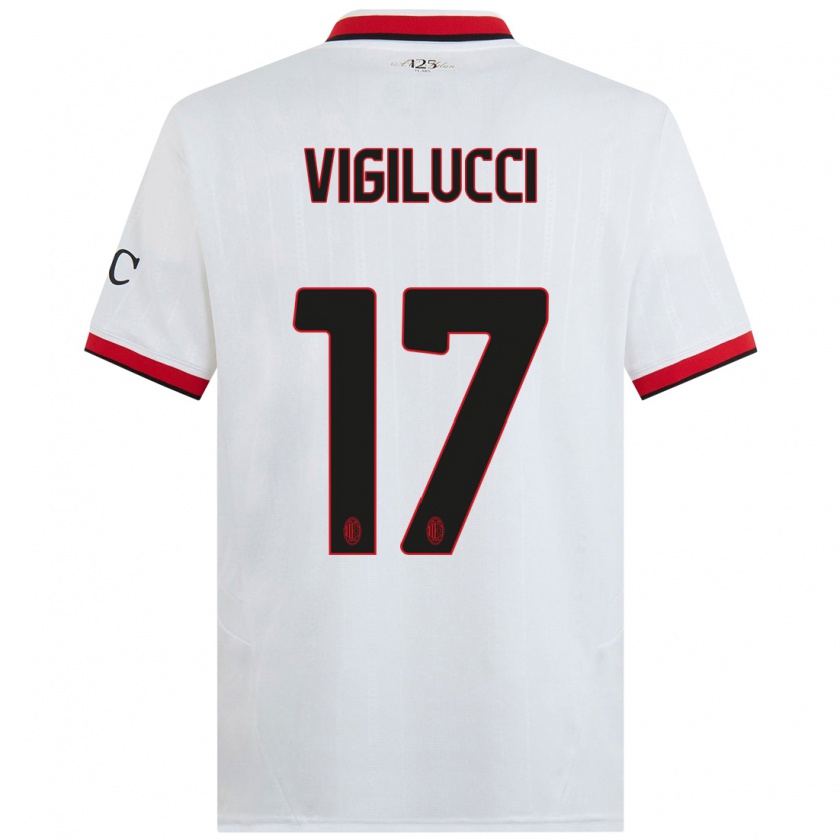 Kandiny Kinder Valery Vigilucci #17 Weiß Schwarz Rot Auswärtstrikot Trikot 2024/25 T-Shirt