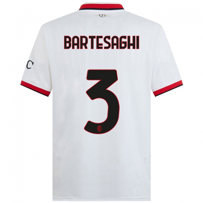 Kandiny Kinder Davide Bartesaghi #3 Weiß Schwarz Rot Auswärtstrikot Trikot 2024/25 T-Shirt