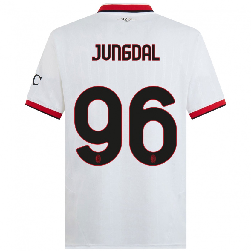 Kandiny Kinder Andreas Jungdal #96 Weiß Schwarz Rot Auswärtstrikot Trikot 2024/25 T-Shirt