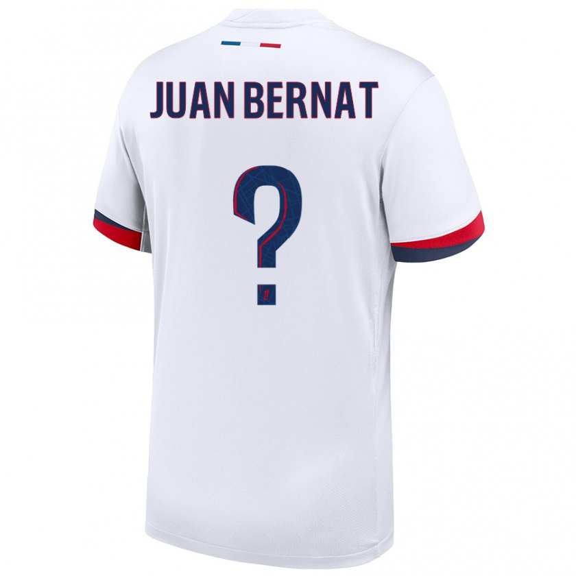 Kandiny Kinder Juan Bernat #0 Weiß Blau Rot Auswärtstrikot Trikot 2024/25 T-Shirt