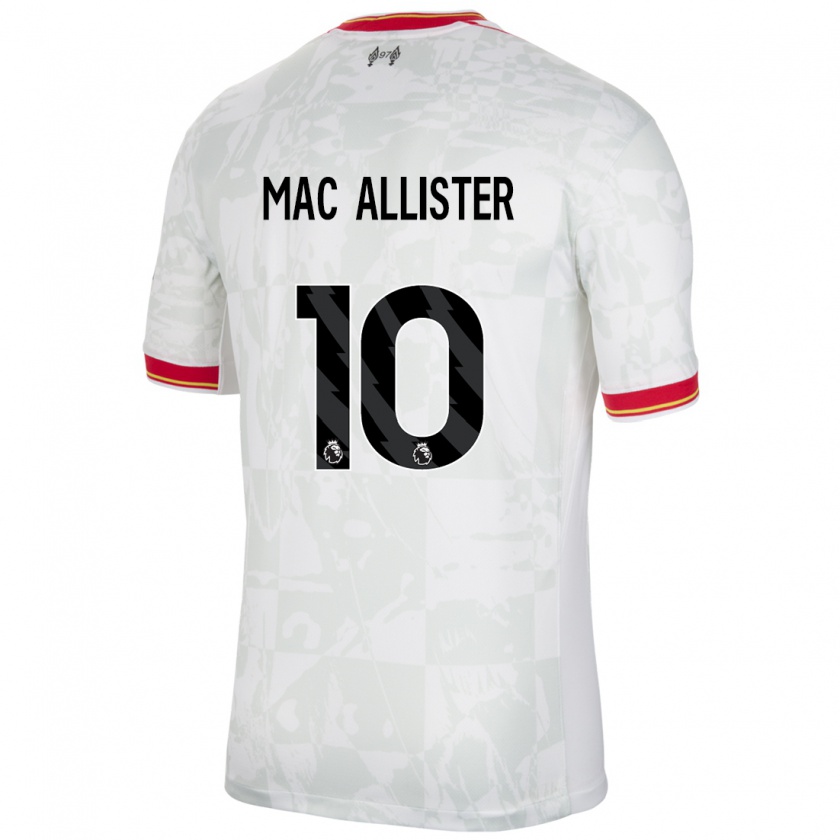 Kandiny Kinder Alexis Mac Allister #10 Weiß Rot Schwarz Ausweichtrikot Trikot 2024/25 T-Shirt