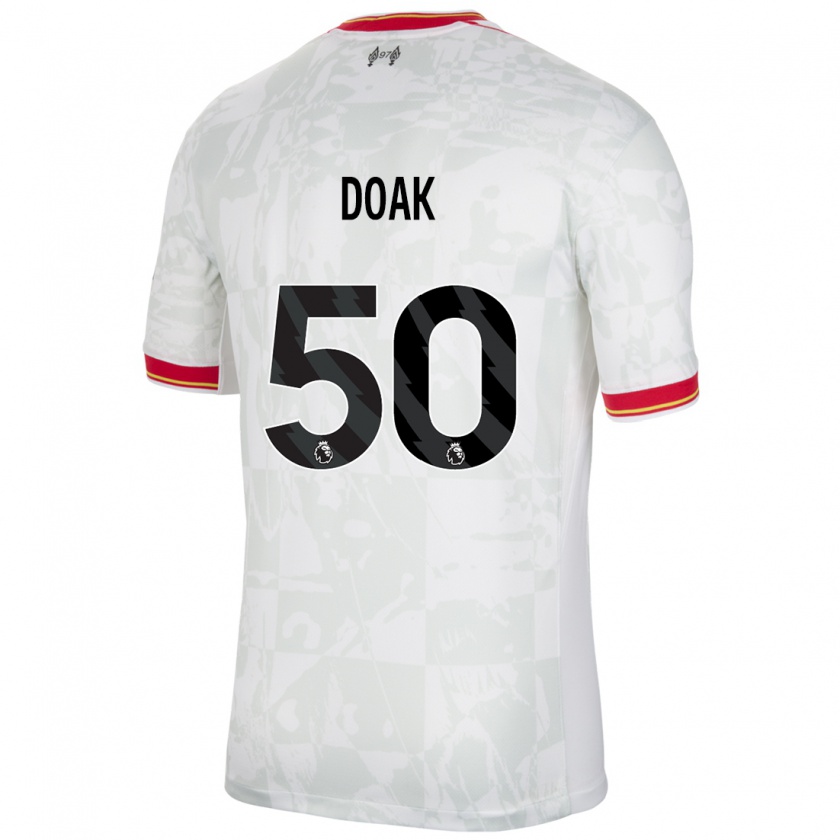 Kandiny Kinder Ben Doak #50 Weiß Rot Schwarz Ausweichtrikot Trikot 2024/25 T-Shirt