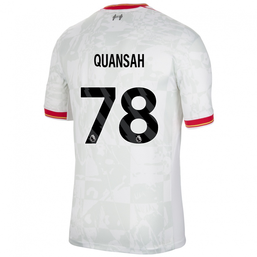 Kandiny Kinder Jarell Quansah #78 Weiß Rot Schwarz Ausweichtrikot Trikot 2024/25 T-Shirt