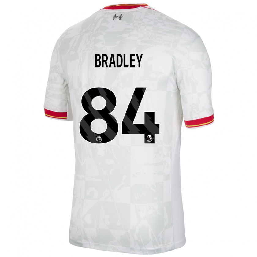 Kandiny Kinder Conor Bradley #84 Weiß Rot Schwarz Ausweichtrikot Trikot 2024/25 T-Shirt