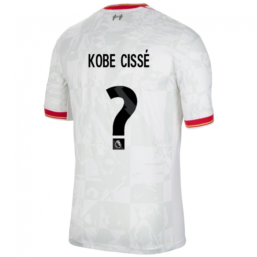 Kandiny Kinder Prince Kobe Cissé #0 Weiß Rot Schwarz Ausweichtrikot Trikot 2024/25 T-Shirt