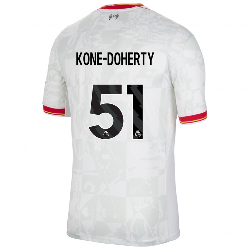 Kandiny Kinder Trent Kone-Doherty #51 Weiß Rot Schwarz Ausweichtrikot Trikot 2024/25 T-Shirt