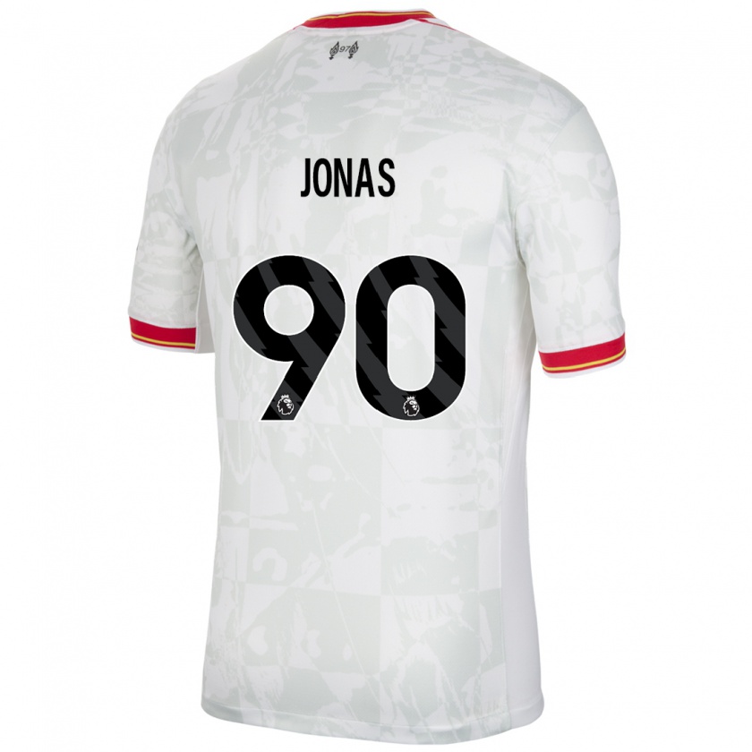 Kandiny Kinder Lee Jonas #90 Weiß Rot Schwarz Ausweichtrikot Trikot 2024/25 T-Shirt