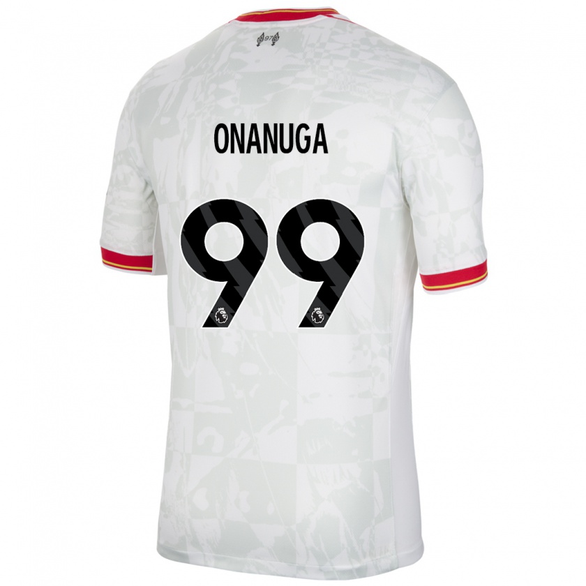 Kandiny Kinder Fola Onanuga #99 Weiß Rot Schwarz Ausweichtrikot Trikot 2024/25 T-Shirt