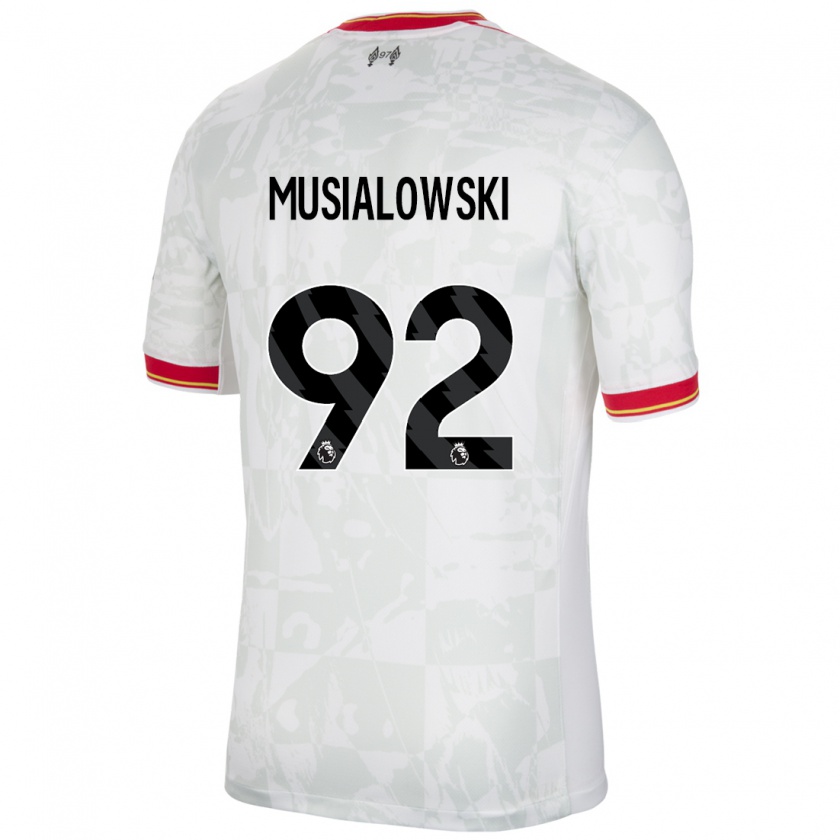 Kandiny Kinder Mateusz Musialowski #92 Weiß Rot Schwarz Ausweichtrikot Trikot 2024/25 T-Shirt