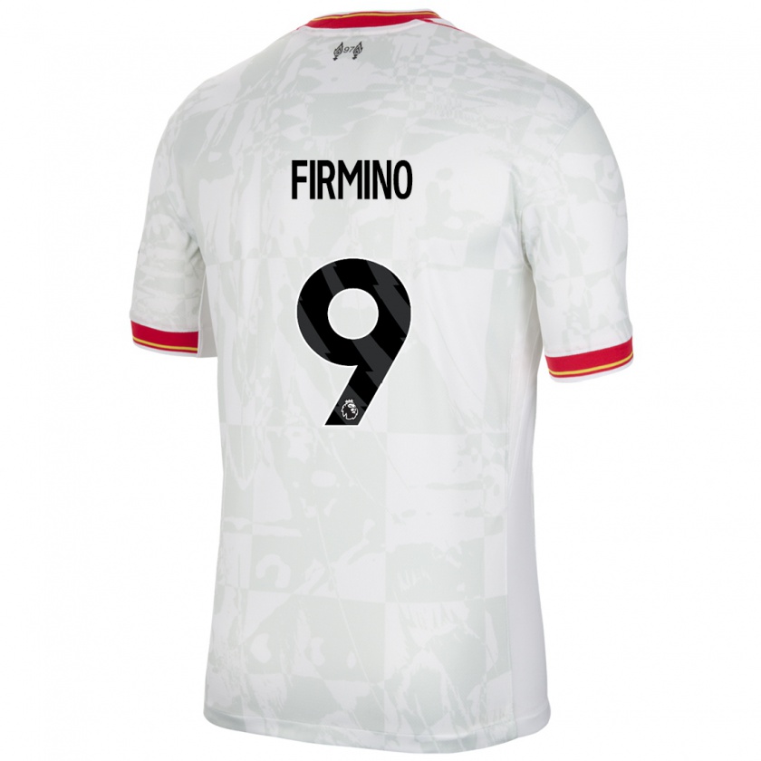 Kandiny Kinder Roberto Firmino #9 Weiß Rot Schwarz Ausweichtrikot Trikot 2024/25 T-Shirt