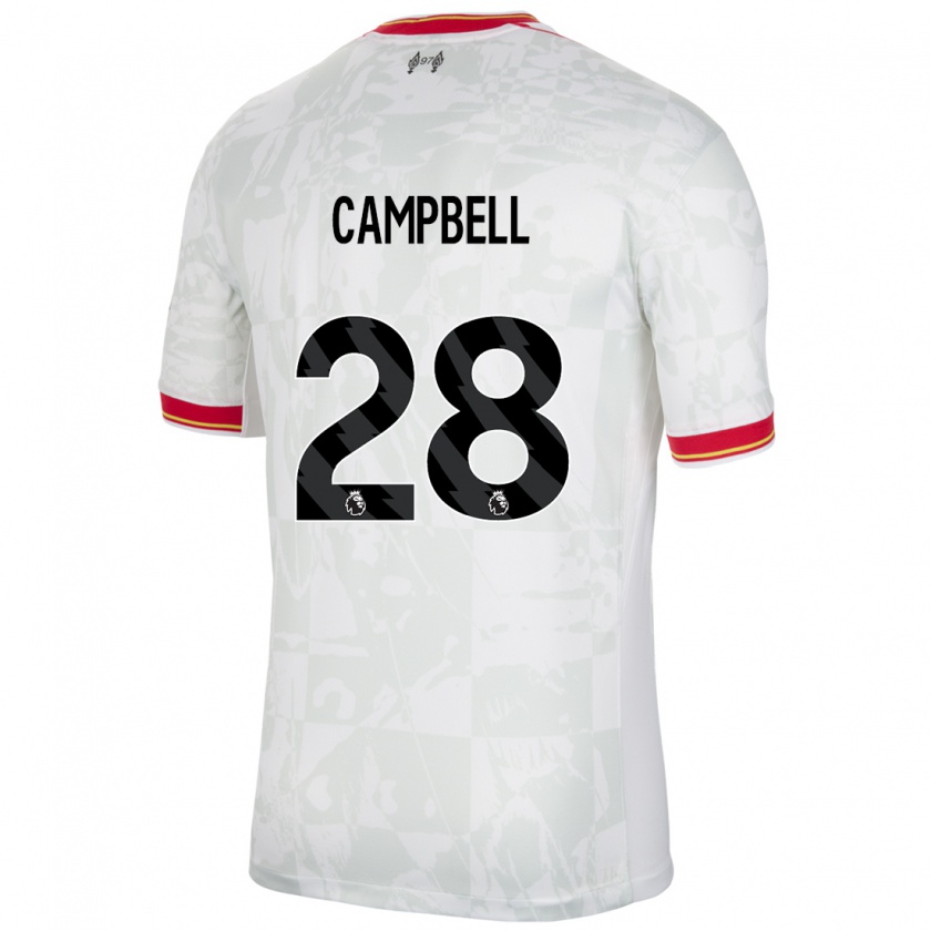 Kandiny Kinder Megan Campbell #28 Weiß Rot Schwarz Ausweichtrikot Trikot 2024/25 T-Shirt