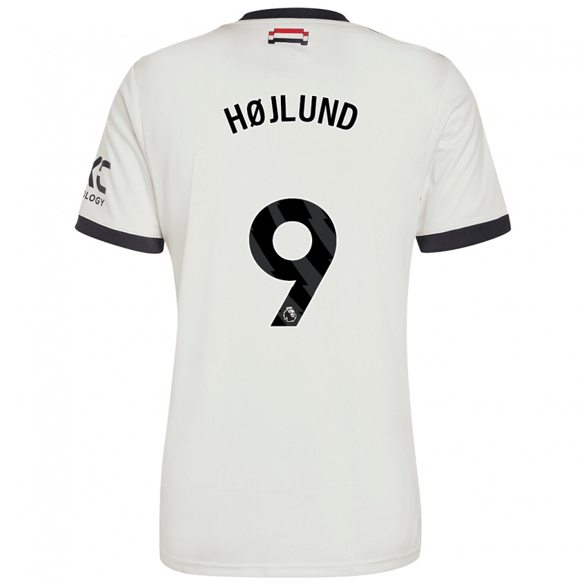 Kandiny Kinder Rasmus Højlund #9 Cremeweiß Ausweichtrikot Trikot 2024/25 T-Shirt