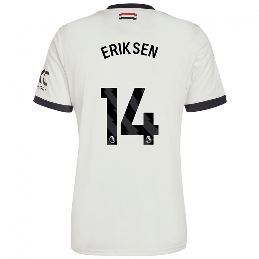 Kandiny Kinder Christian Eriksen #14 Cremeweiß Ausweichtrikot Trikot 2024/25 T-Shirt