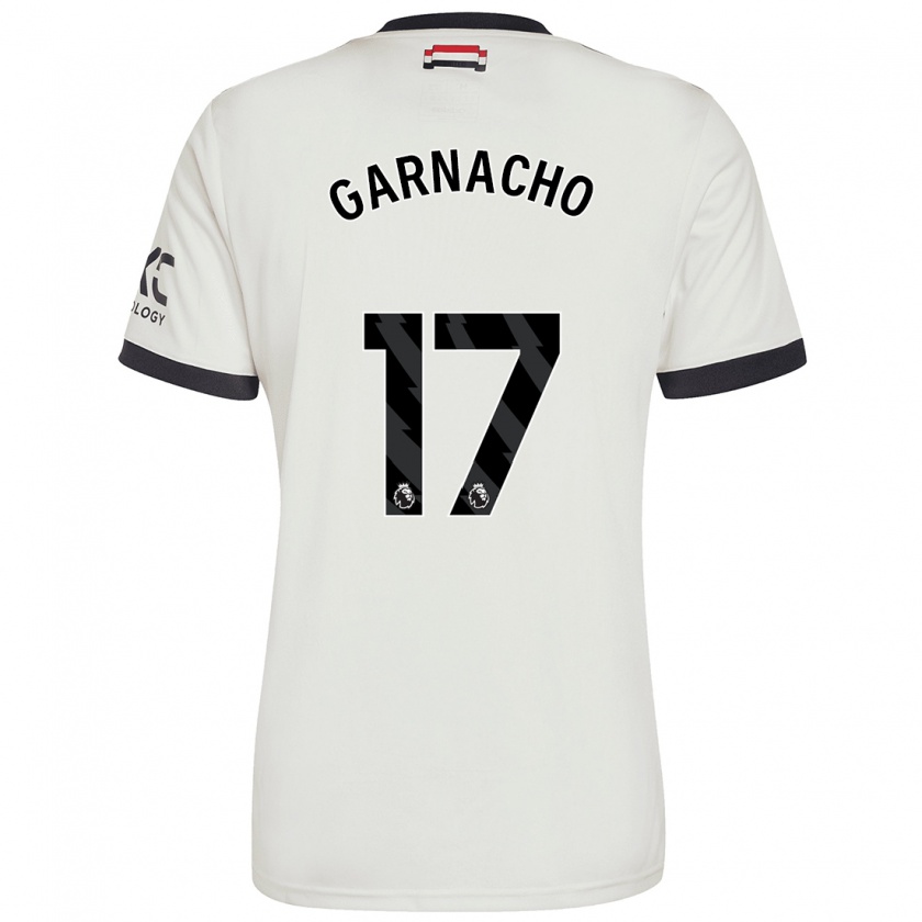 Kandiny Kinder Alejandro Garnacho #17 Cremeweiß Ausweichtrikot Trikot 2024/25 T-Shirt