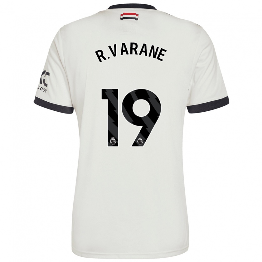 Kandiny Kinder Raphaël Varane #19 Cremeweiß Ausweichtrikot Trikot 2024/25 T-Shirt