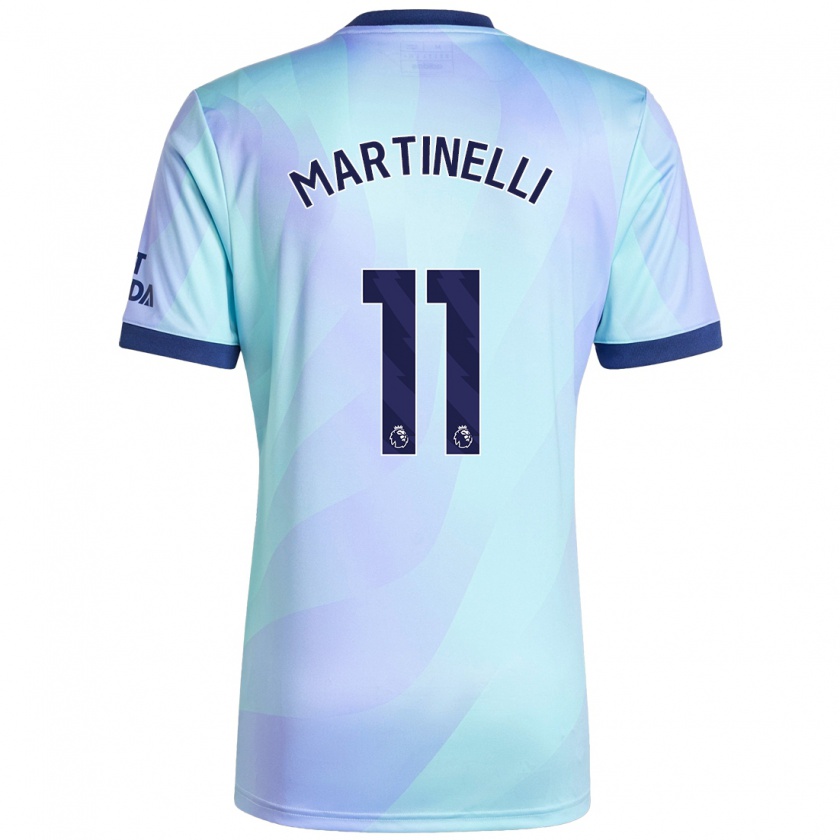 Kandiny Kinder Gabriel Martinelli #11 Aquamarin Ausweichtrikot Trikot 2024/25 T-Shirt