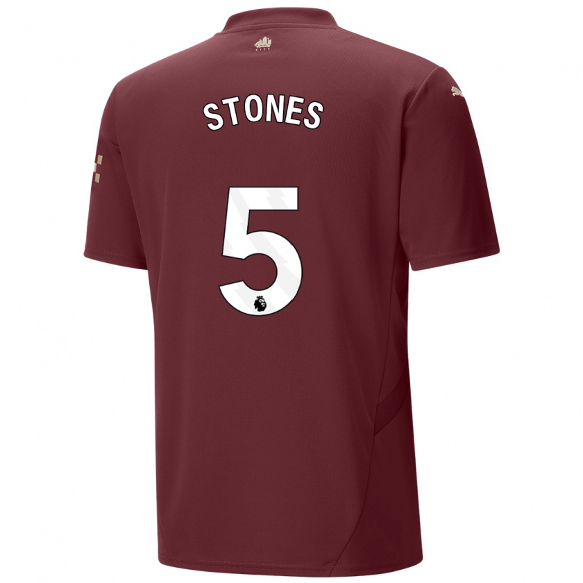 Kandiny Kinder John Stones #5 Kastanienbraun Ausweichtrikot Trikot 2024/25 T-Shirt