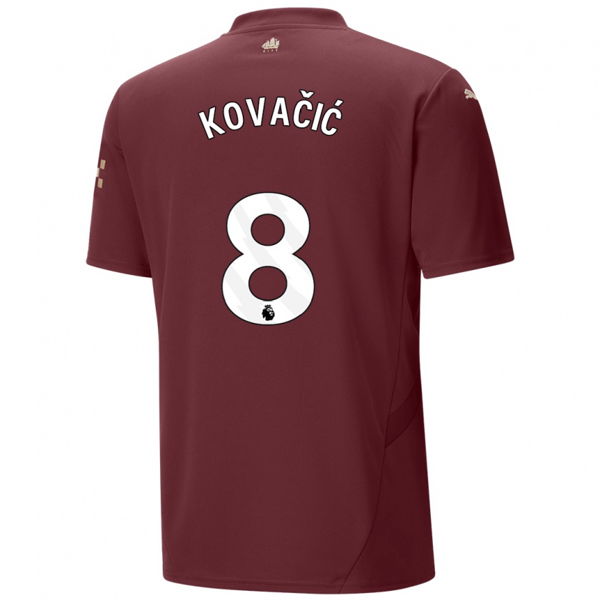 Kandiny Kinder Mateo Kovacic #8 Kastanienbraun Ausweichtrikot Trikot 2024/25 T-Shirt