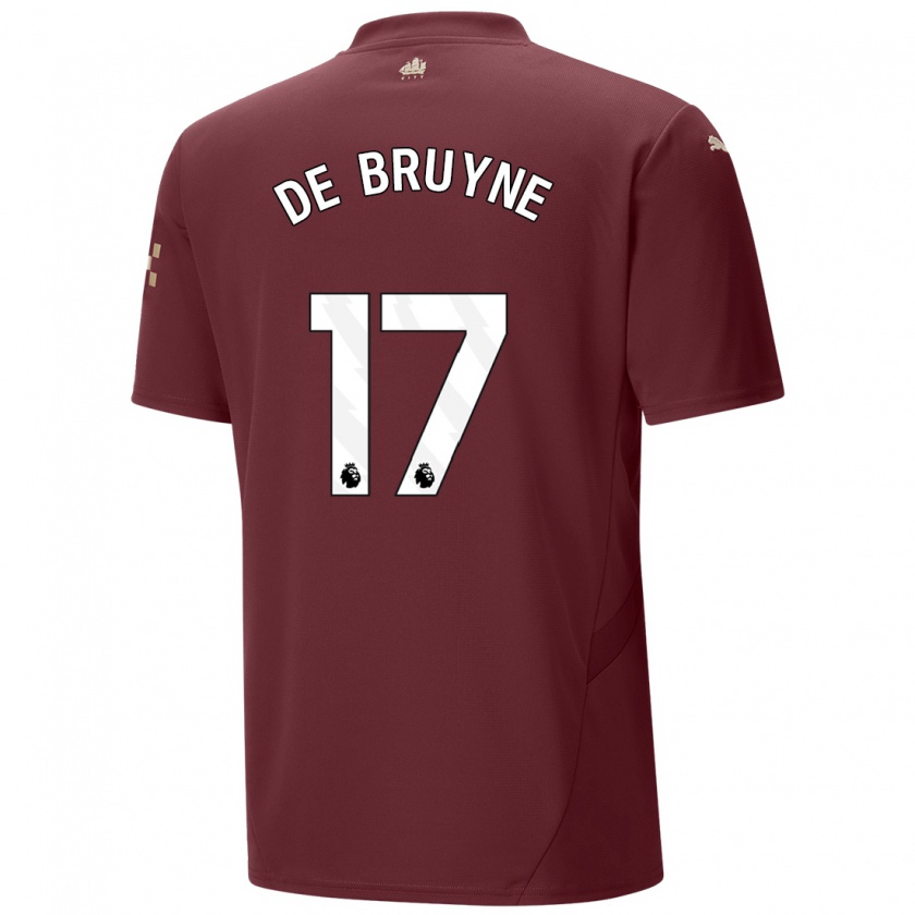 Kandiny Kinder Kevin De Bruyne #17 Kastanienbraun Ausweichtrikot Trikot 2024/25 T-Shirt