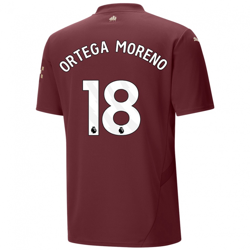 Kandiny Kinder Stefan Ortega #18 Kastanienbraun Ausweichtrikot Trikot 2024/25 T-Shirt