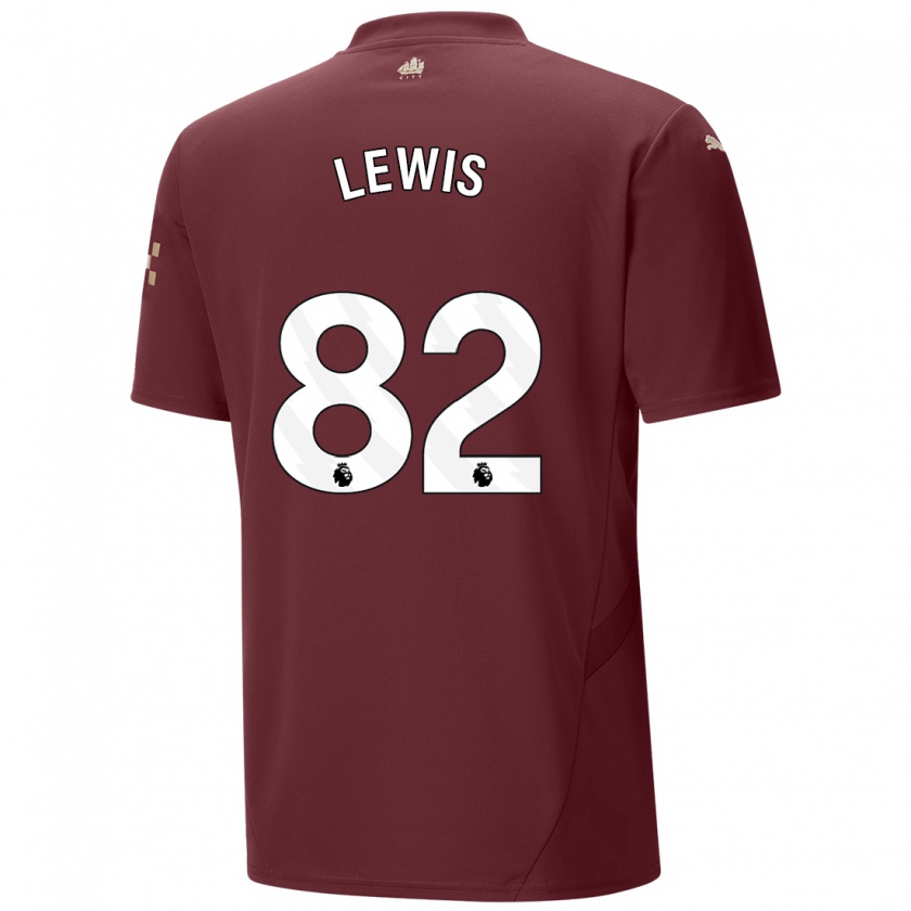 Kandiny Kinder Rico Lewis #82 Kastanienbraun Ausweichtrikot Trikot 2024/25 T-Shirt