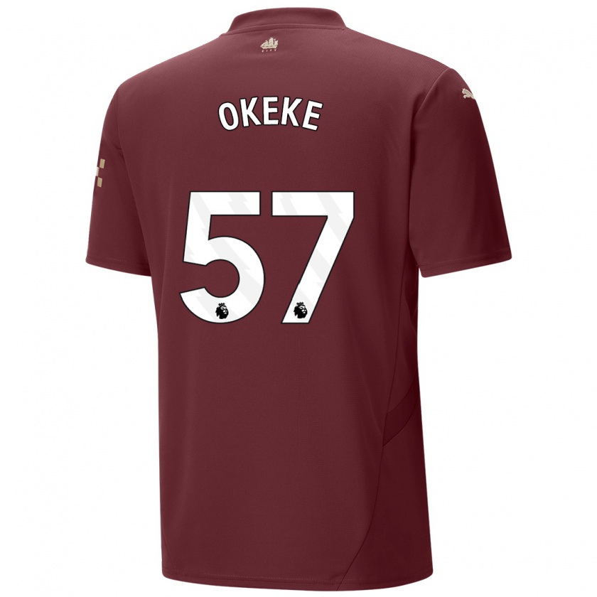 Kandiny Kinder Michael Okeke #57 Kastanienbraun Ausweichtrikot Trikot 2024/25 T-Shirt