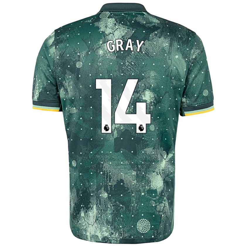 Kandiny Kinder Archie Gray #14 Mintgrün Ausweichtrikot Trikot 2024/25 T-Shirt