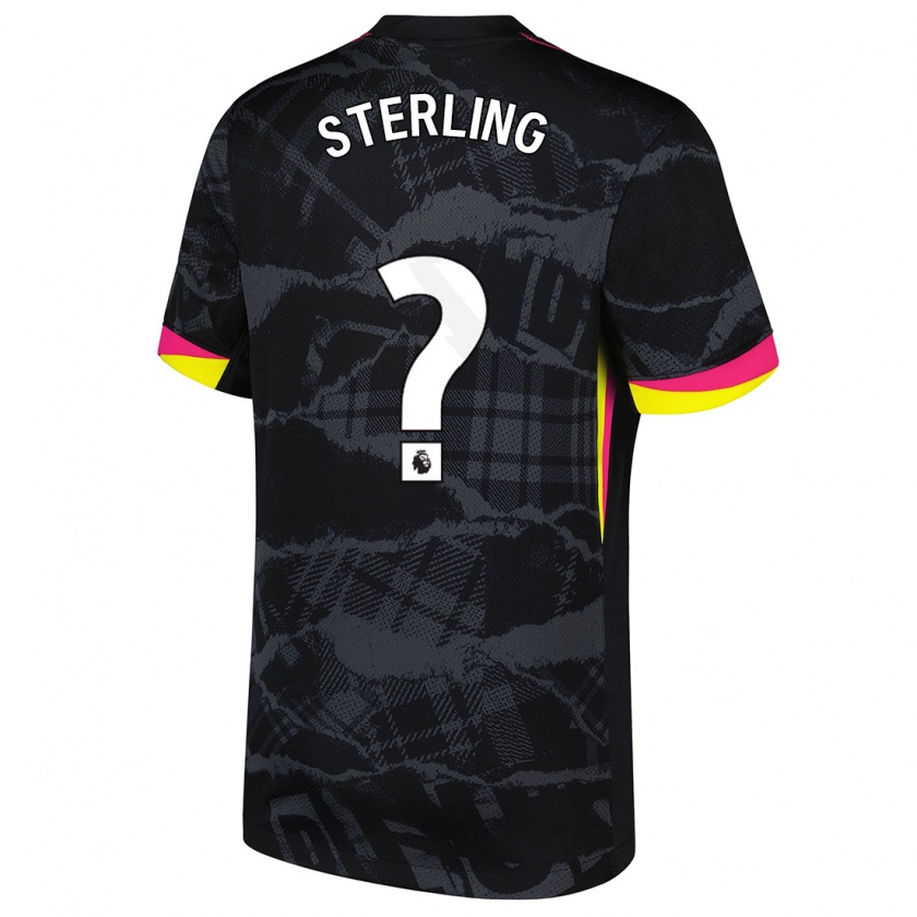 Kandiny Kinder Raheem Sterling #0 Schwarz Rosa Ausweichtrikot Trikot 2024/25 T-Shirt