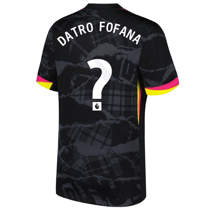 Kandiny Kinder David Datro Fofana #0 Schwarz Rosa Ausweichtrikot Trikot 2024/25 T-Shirt