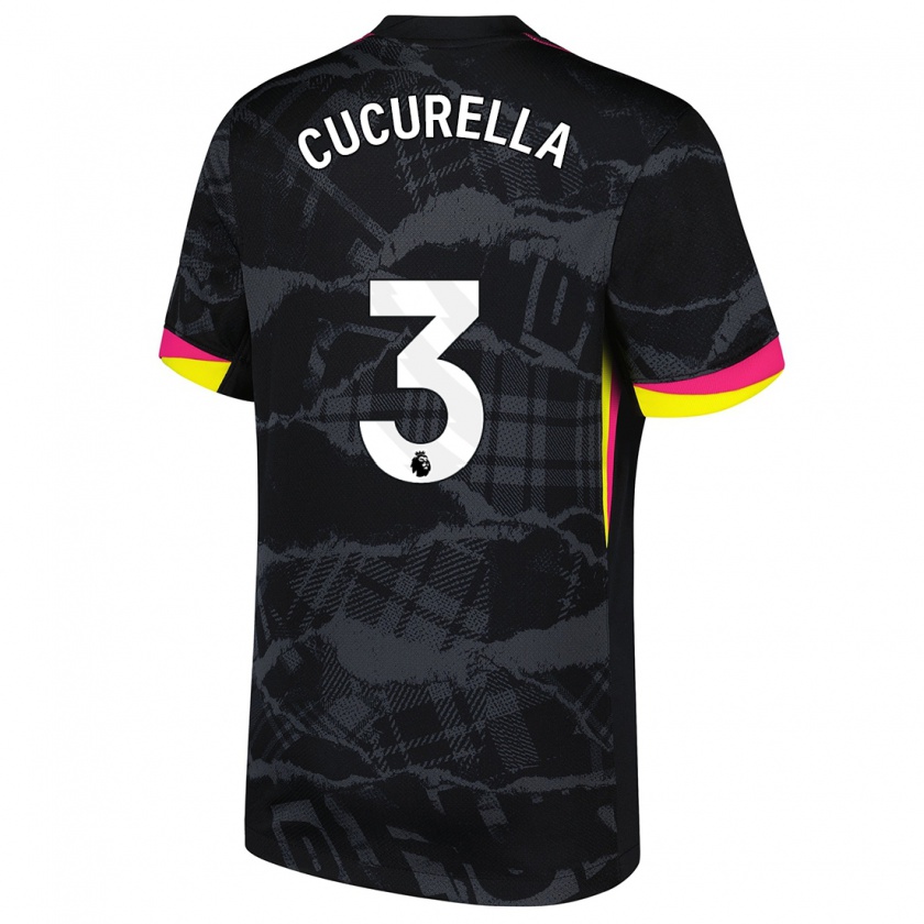 Kandiny Kinder Marc Cucurella #3 Schwarz Rosa Ausweichtrikot Trikot 2024/25 T-Shirt