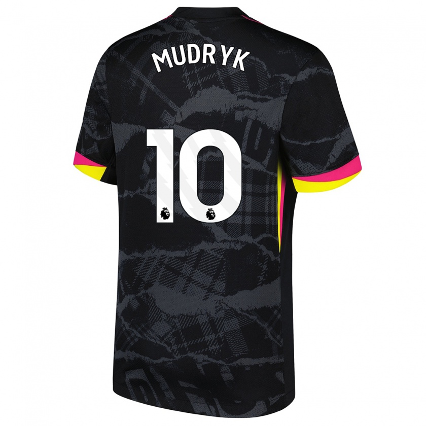 Kandiny Kinder Mykhaylo Mudryk #10 Schwarz Rosa Ausweichtrikot Trikot 2024/25 T-Shirt