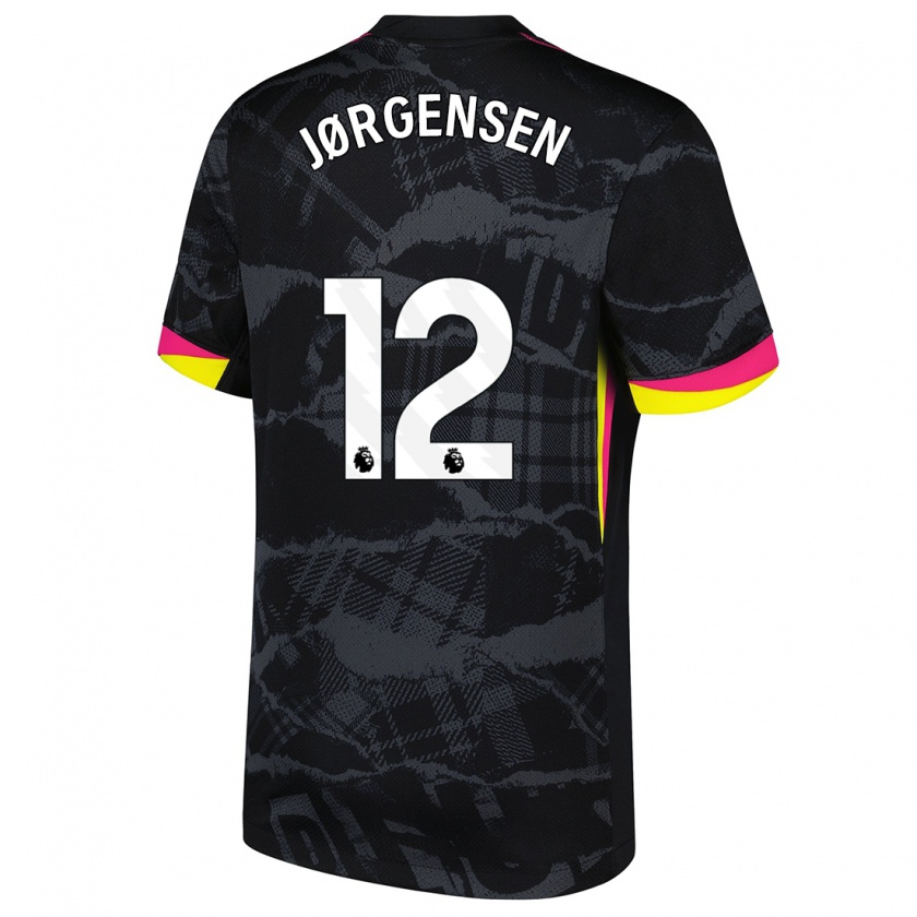 Kandiny Kinder Filip Jørgensen #12 Schwarz Rosa Ausweichtrikot Trikot 2024/25 T-Shirt