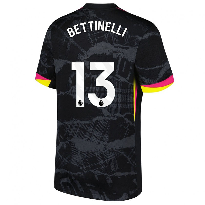 Kandiny Kinder Marcus Bettinelli #13 Schwarz Rosa Ausweichtrikot Trikot 2024/25 T-Shirt