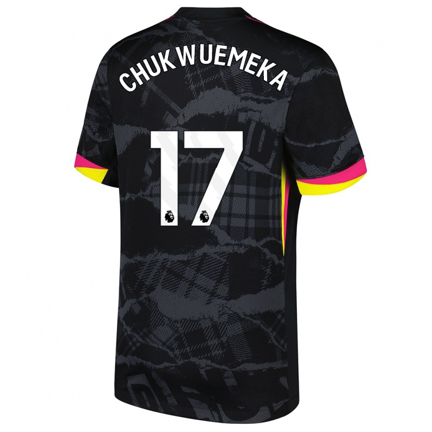 Kandiny Kinder Carney Chukwuemeka #17 Schwarz Rosa Ausweichtrikot Trikot 2024/25 T-Shirt