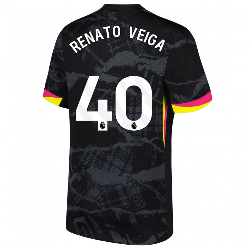 Kandiny Kinder Renato Veiga #40 Schwarz Rosa Ausweichtrikot Trikot 2024/25 T-Shirt