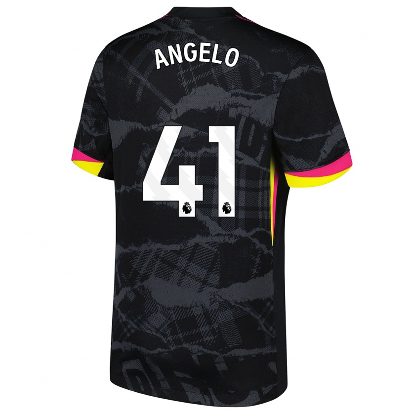 Kandiny Kinder Ângelo #41 Schwarz Rosa Ausweichtrikot Trikot 2024/25 T-Shirt