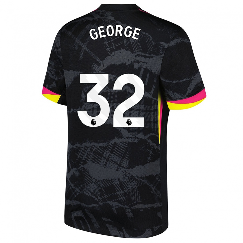 Kandiny Kinder Tyrique George #32 Schwarz Rosa Ausweichtrikot Trikot 2024/25 T-Shirt