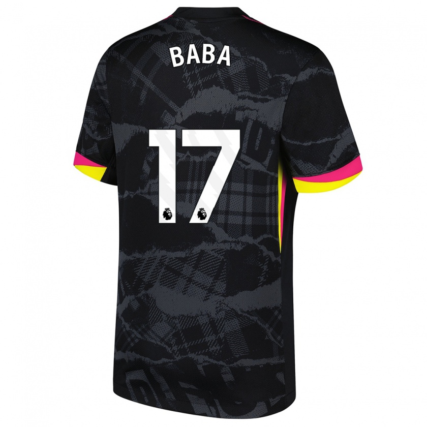 Kandiny Kinder Abdul-Rahman Baba #17 Schwarz Rosa Ausweichtrikot Trikot 2024/25 T-Shirt