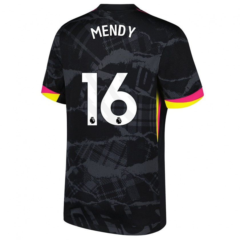 Kandiny Kinder Edouard Mendy #16 Schwarz Rosa Ausweichtrikot Trikot 2024/25 T-Shirt