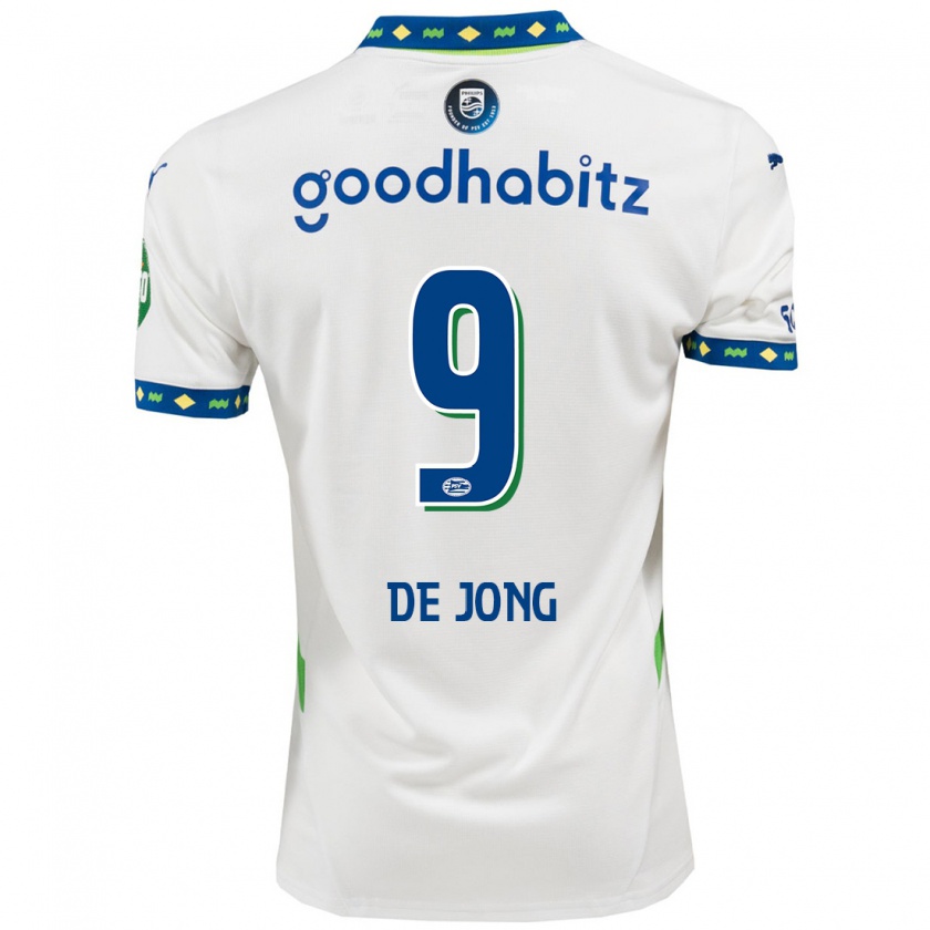 Kandiny Kinder Luuk De Jong #9 Weiß Dunkelblau Ausweichtrikot Trikot 2024/25 T-Shirt