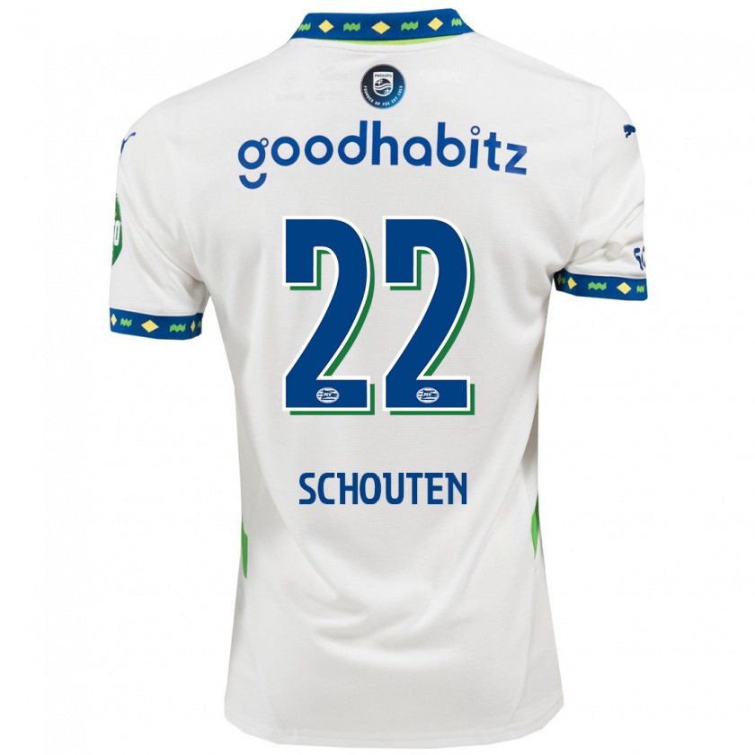 Kandiny Kinder Jerdy Schouten #22 Weiß Dunkelblau Ausweichtrikot Trikot 2024/25 T-Shirt