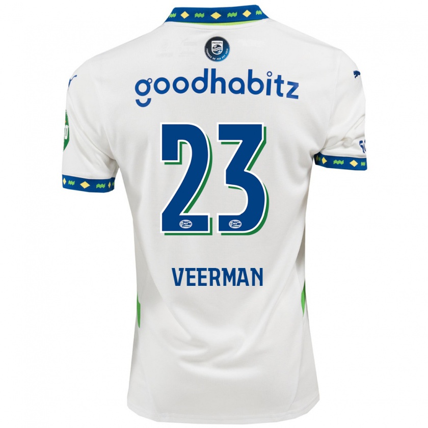 Kandiny Kinder Joey Veerman #23 Weiß Dunkelblau Ausweichtrikot Trikot 2024/25 T-Shirt