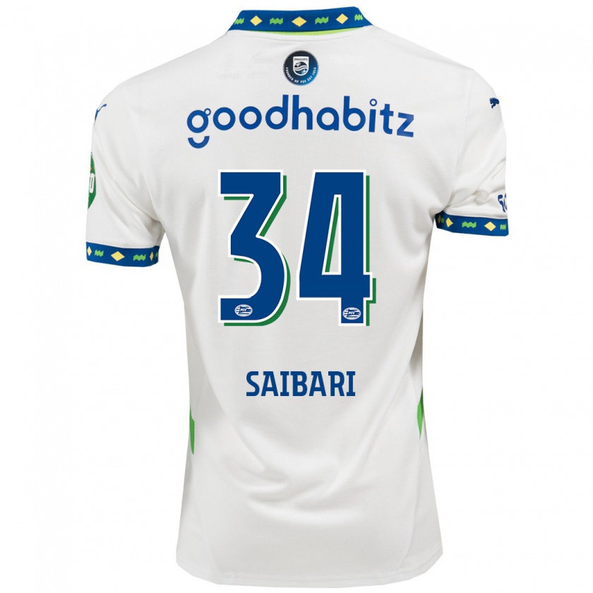 Kandiny Kinder Ismael Saibari #34 Weiß Dunkelblau Ausweichtrikot Trikot 2024/25 T-Shirt